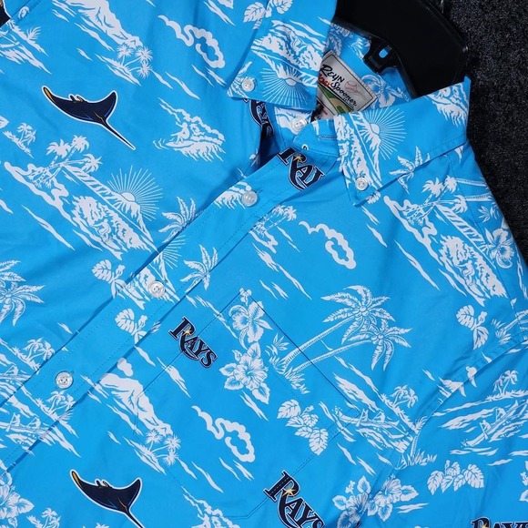 reyn spooner Other - Reyn Spooner Tampa Bay Rays MLB Performance Hawaiian Shirt Mens Small Light Blue